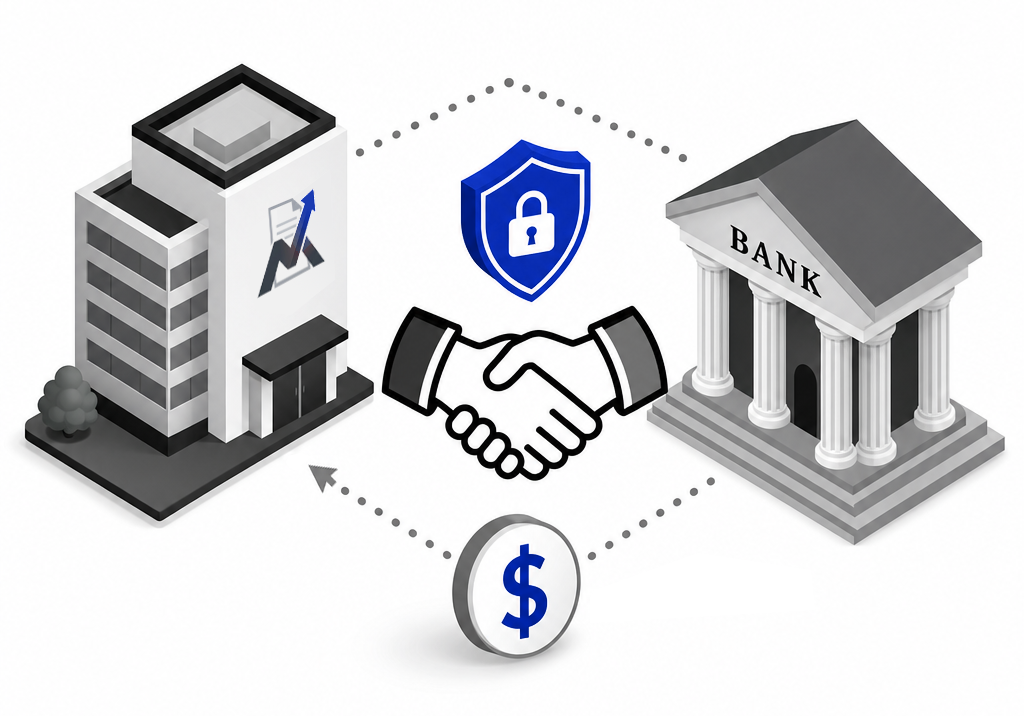 A MadeToRaise business plan connecting a growing company to a bank through a secure, trusted partnership